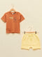 Crew Neck Short Sleeve Winnie the Pooh Printed T-Shirt and Shorts 2-Piece Set